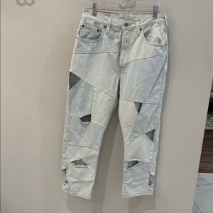 Levi's 501 Original Pieced Denim Cropped Women’s Jeans Waist 32” Length 26”